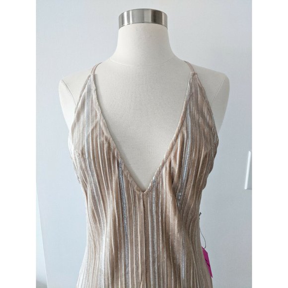 Champagne Formal Dress Bridal 1920s Great Gatsby women's MEDIUM marilyn monroe - Picture 3 of 8